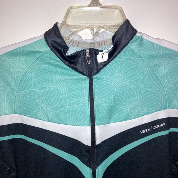 Cycling Shirt by Specialized RBX Comp Black and Aqua, deflect UV, Semi form fit - Picture 2 of 16